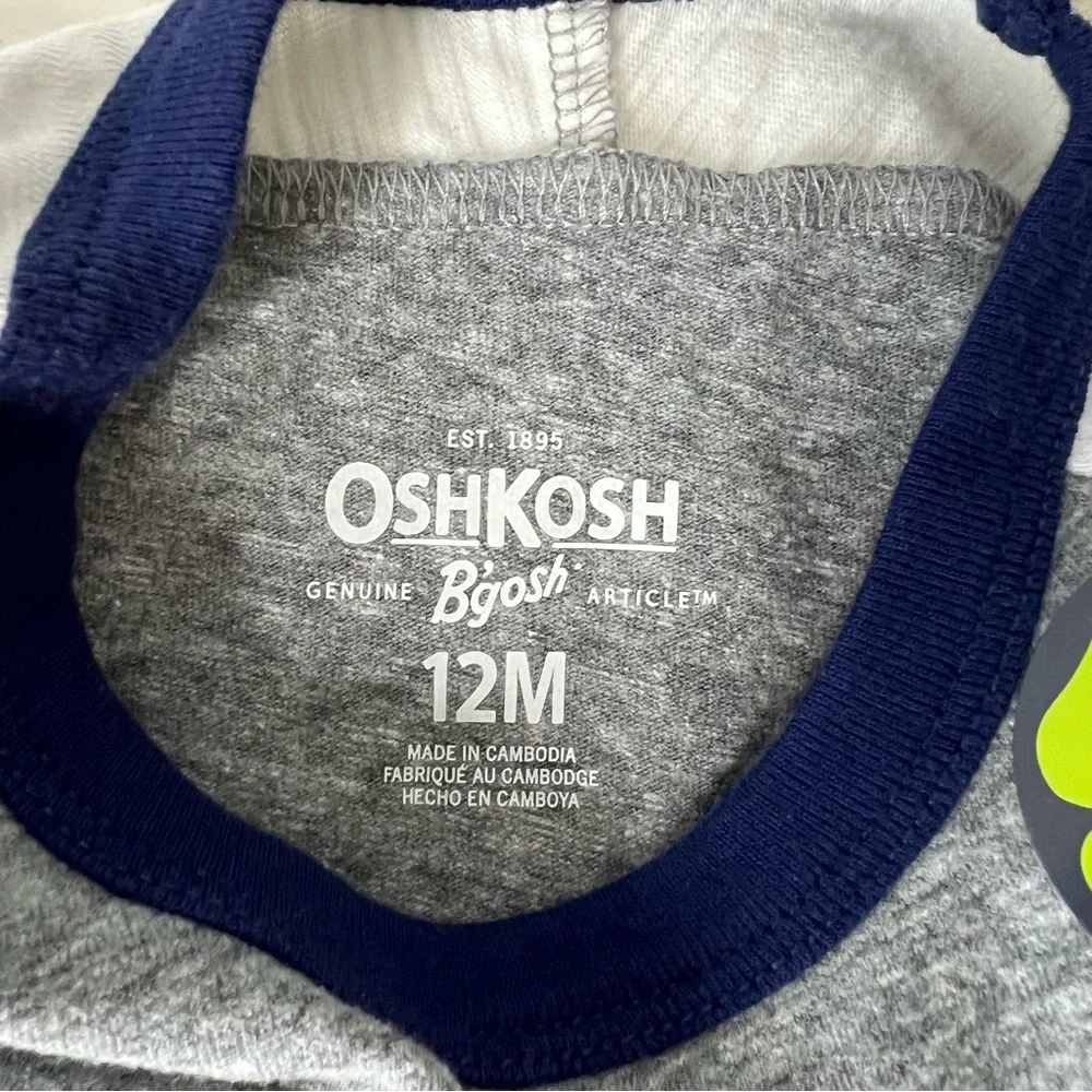 OSHKOSH Football Dino Tee, 12mo - NEW